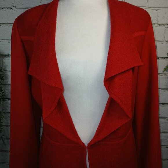 WOMENS CHICO'S RED PONTE BOILDED WOOL BLAZER TOP JACKET, SIZE 0, US SIZE XS - Picture 5 of 10